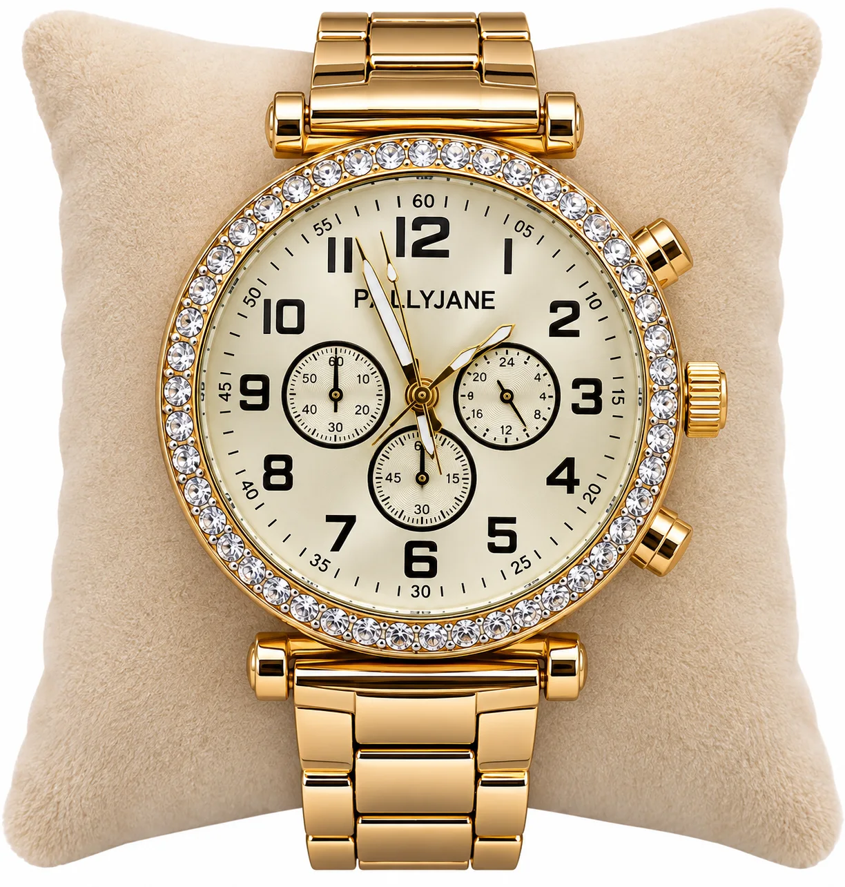 Foto 1 de Relógio dourado cravejado strass