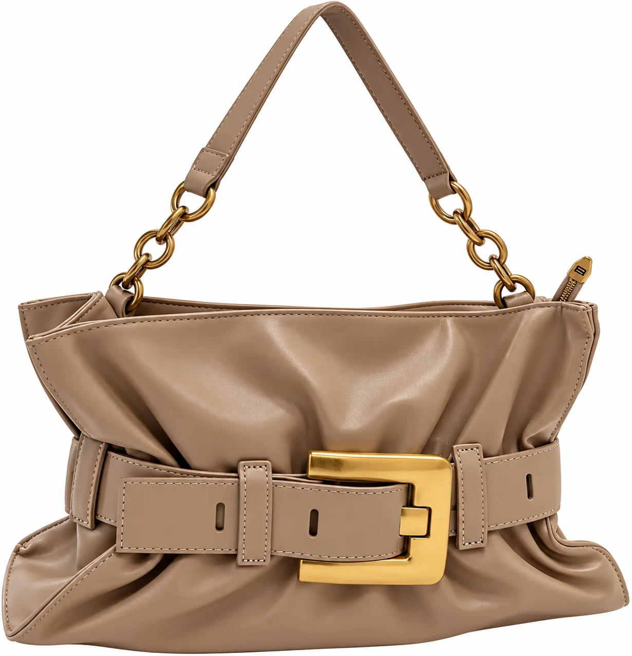 Foto 1 de Bolsa Hobo Fivela Dourada - Bege